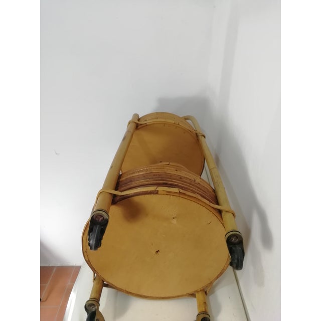Small Wicker Serving Trolley, Italy, 1960s For Sale - Image 11 of 12