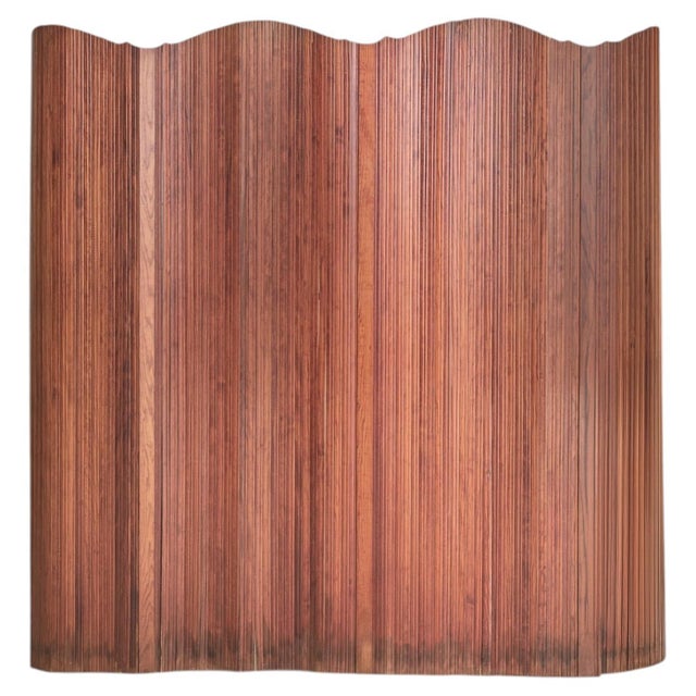 French Tambour Pine Room Divider Attributed to Jomain Baumann, 1940s For Sale