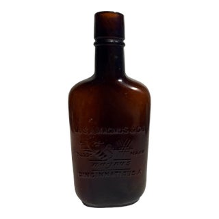 Antique j.c.s. Magnus & Co. Amber Glass Whiskey Bottle Flask For Sale