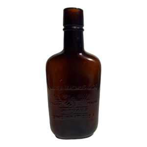 Antique j.c.s. Magnus & Co. Amber Glass Whiskey Bottle Flask