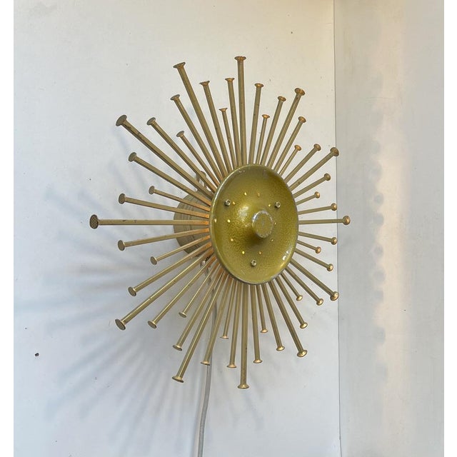 Brutalist Modern Brutalist Danish Sunburst Iron Wall Sconces, 1970s, Set of 2 For Sale - Image 3 of 11