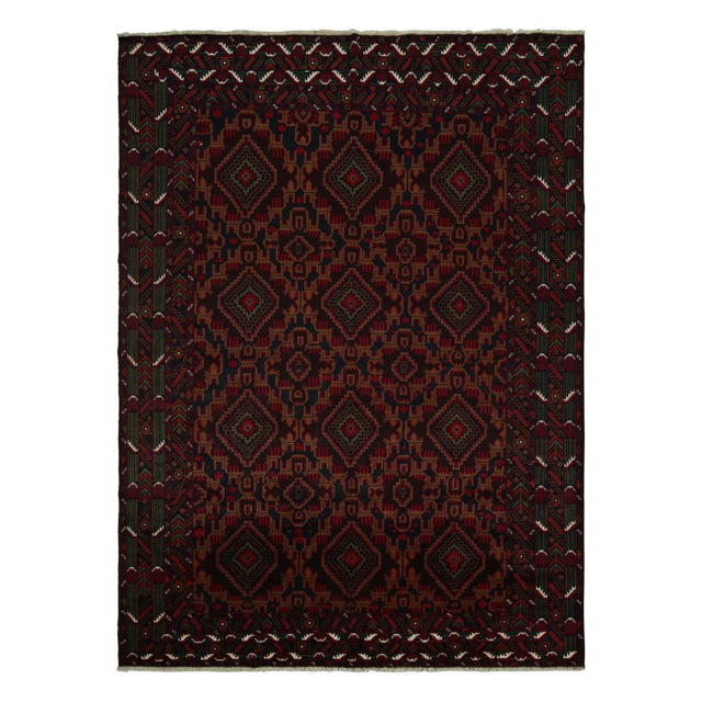 Vintage Baluch Afghan Rug, Geometric Pattern in Crimson and Blue - Rug & Kilim For Sale In New York - Image 6 of 7