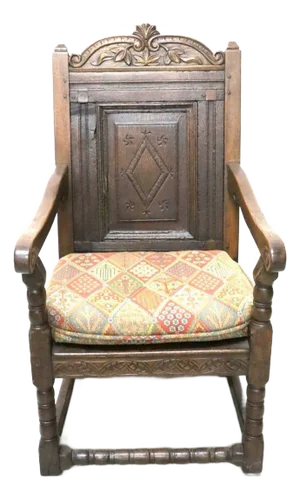 Antique English Wainscott Oak Armchair