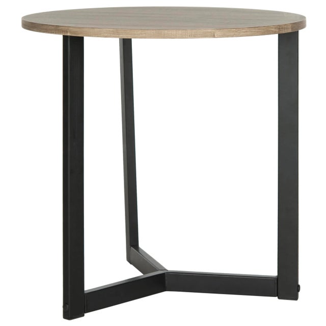 Mid Modern Wood End Table, Oak & Black Chairish