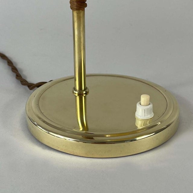 Cream Rattan, Brass and Opaline Glass Table Lamp, Sweden, 1950s For Sale - Image 8 of 16