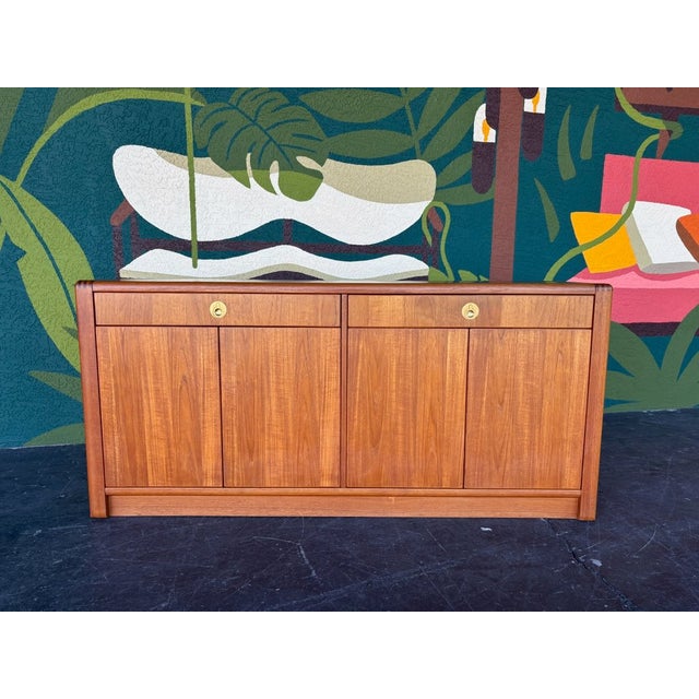 Mid-Century Modern Danish Teak D-Scan Captain Line Hutch For Sale - Image 3 of 11