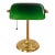 Mid 20th Century Art Deco Emeraldite Shade Brass Banker Lamp With Ball Pull For Sale