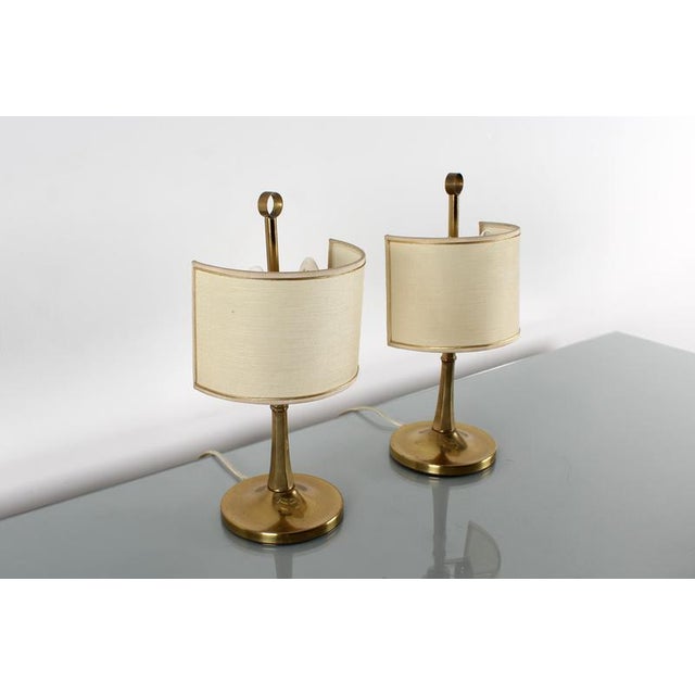 Mid-Century Brass Bedside Lamps, Italy, 1970s, Set of 2 For Sale - Image 4 of 17