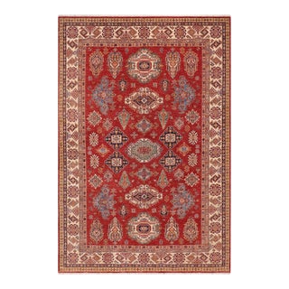 Bohemian Super Kazak Red/Ivory Wool Rug - 8'10'' X 12'7'' For Sale