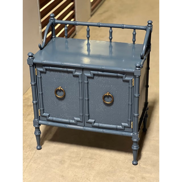 1980s 1980s Coastal Pair of Lacquered Faux Bamboo Side Tables/Nightstands For Sale - Image 5 of 18