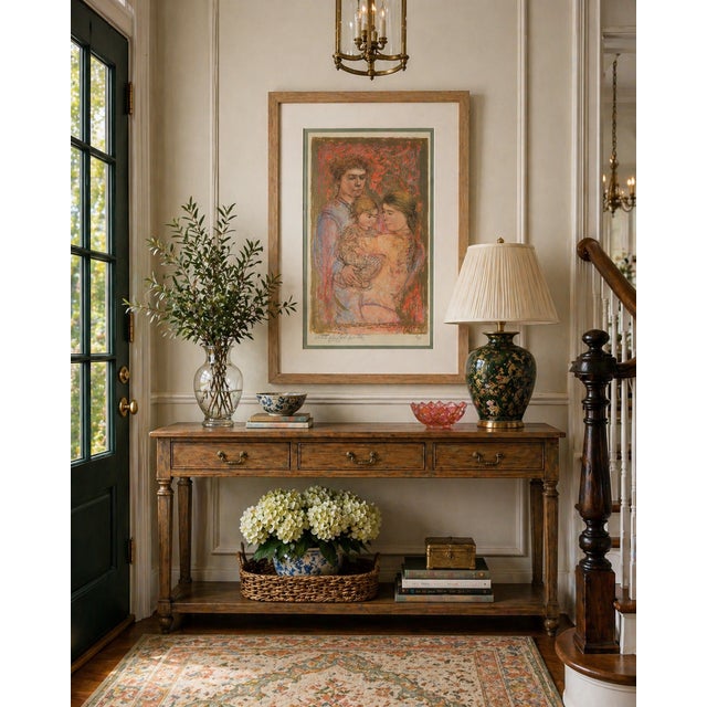 Offered is “Family,” a signed lithograph by renowned American artist Edna Hibel. The Family is at the heart of the human...