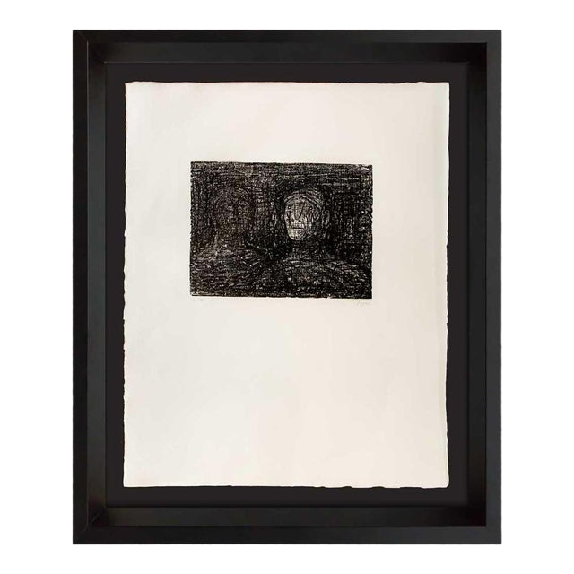Henry Moore Hand Signed Lithograph Original" Thin Lipped..." with Frame For Sale