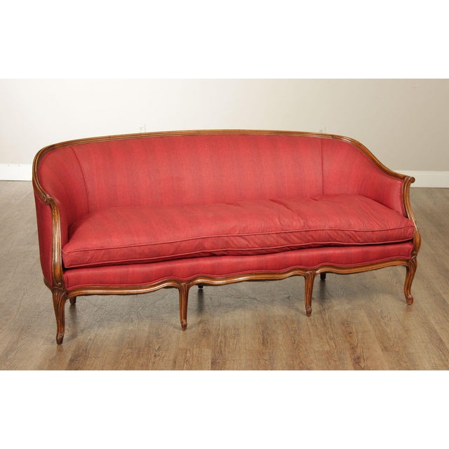 French French Louis XV Style Walnut Upholstered Sofa For Sale - Image 3 of 18
