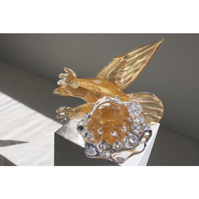 Mid-Century Italian Murano Glass Eagle Sculpture with Gold Leaf by Arnaldo Zanella, 1970s For Sale - Image 15 of 18