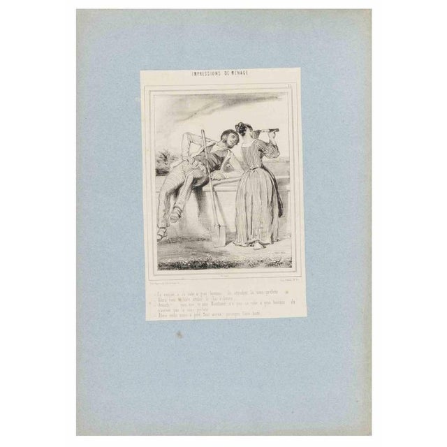 Lithograph on paper, from the Series "Impressions de Ménage", plate 15. An original nineteenth-century lithograph by the...
