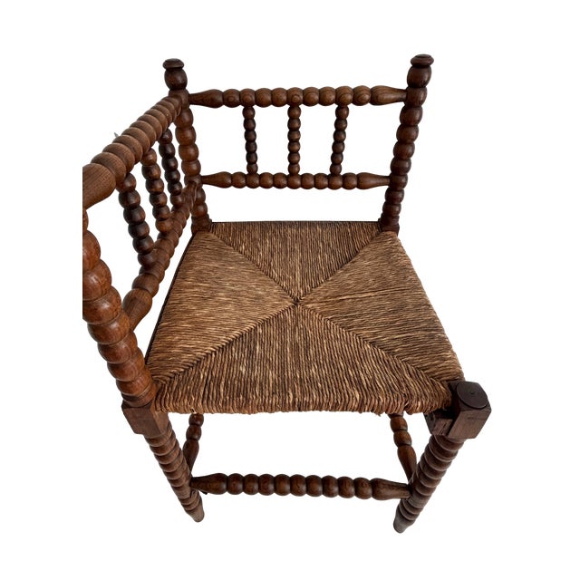 Brown Antique Dutch Bobbin Corner Chair For Sale - Image 8 of 9