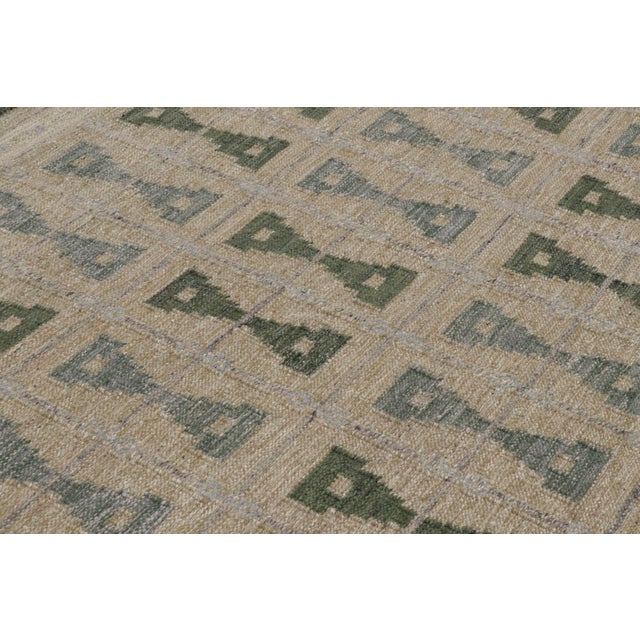 2010s Rug & Kilim’s Scandinavian-Inspired Rug, Hourglass Geometric Patterns in Green For Sale - Image 5 of 10