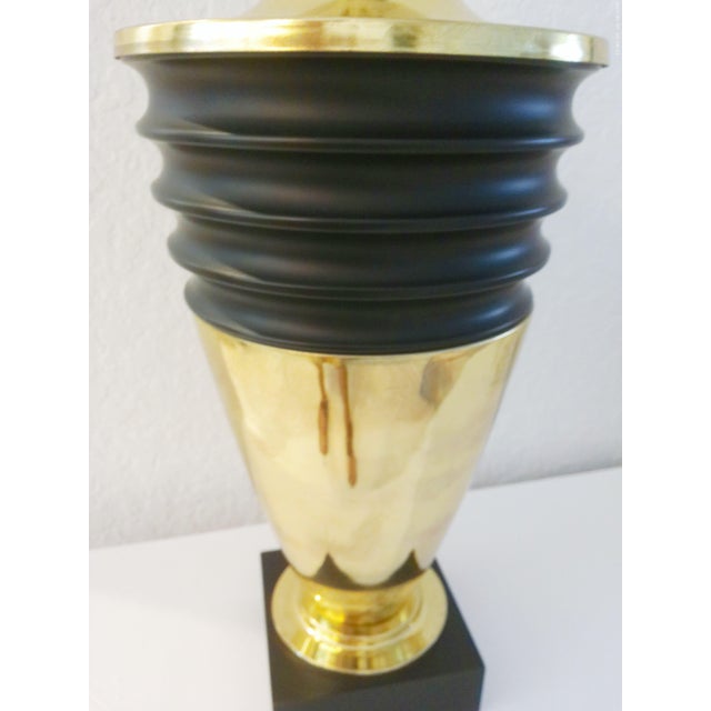 Mid-Century Modern 1980s French Atomic Design Black & Gold Lamp For Sale - Image 3 of 7
