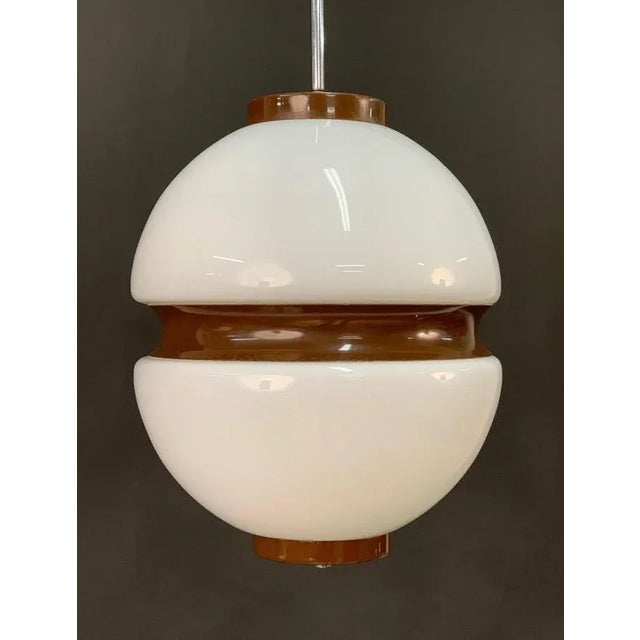 Mid-Century Italian Lattimio Glass and Brown Enamelled Aluminum Chandelier, 1970s For Sale - Image 9 of 13