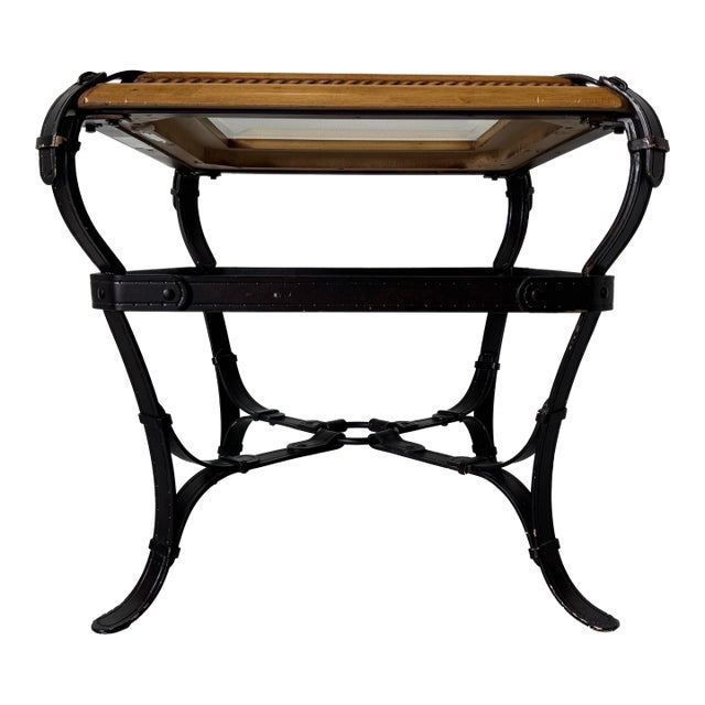 Vintage Adnet Hermès-Style Equestrian Strap End Table/ Sold For Sale
