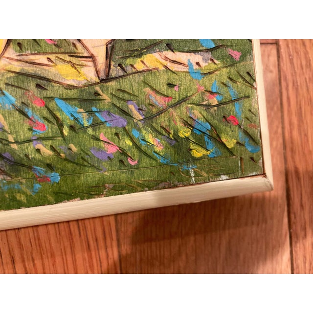 American Original Impressionist Burnwood Painting of Farm Life by Ned Johnson (American, 20th C.) For Sale - Image 3 of 7