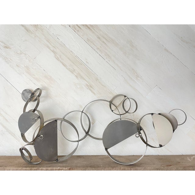Metal 1990 Signed C. Jeré 'Floating Rings' 35" Metal Wall Sculpture, Mid-Century Modern For Sale - Image 7 of 9