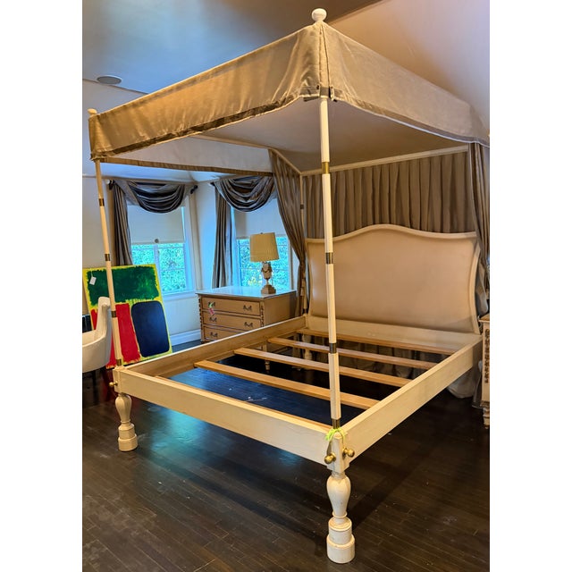 2000 - 2009 Martyn Lawrence Bullard Faux Ivory Modern Designer King Bed For Sale - Image 5 of 8