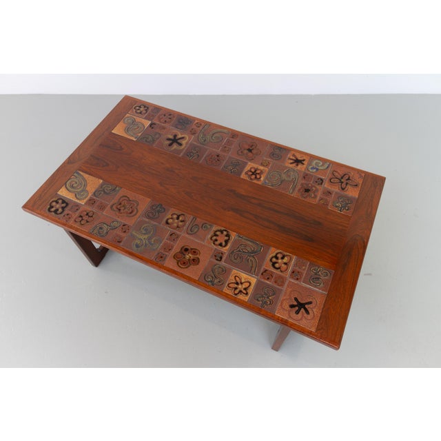 Danish Rosewood Coffee Table with Ceramic Tiles by Tue Poulsen, 1970s For Sale - Image 10 of 18