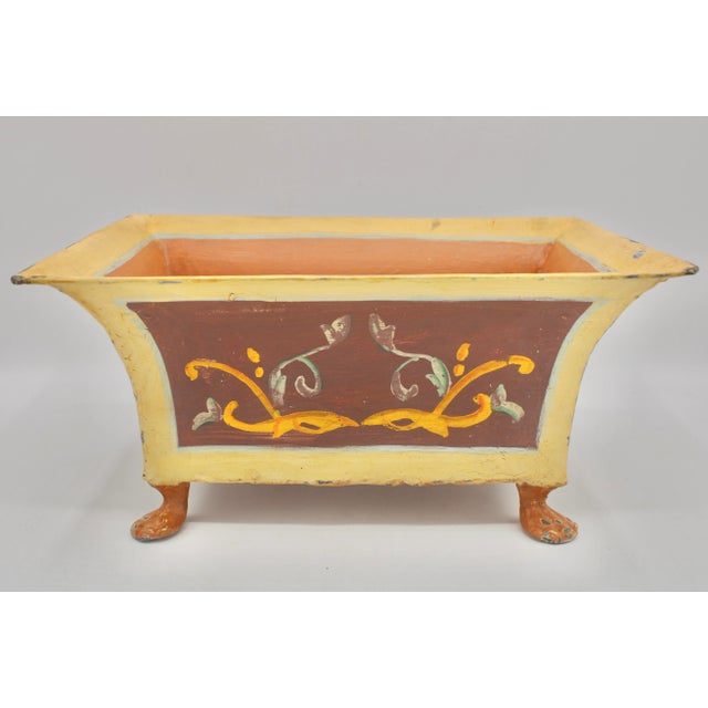A superb Antique Italian Tole Hand Painted Planter exhibiting a unique design. This is a charming planter that would look...