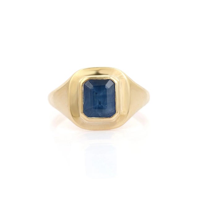 Vintage-Inspired 14k Gold Blue Sapphire Ring Size 5.5 For Sale - Image 4 of 14