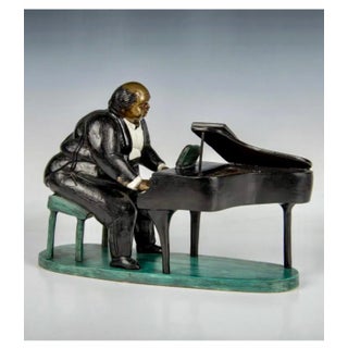 Bruno Luna, Polychrome Bronze Sculpture Jazz Nightclub Piano Player in Tuxedo Bruno Luna For Sale