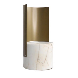 Handmade Short Table Lamp in Paonazzo Marble and Metal from Fiam For Sale