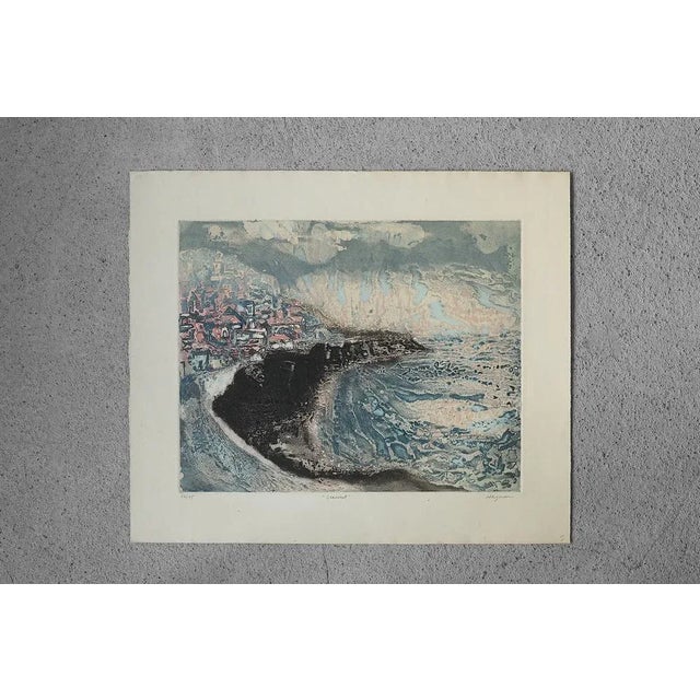 Lawrence Heyman, Sea Coast, Etching on Arches Paper, 1960s For Sale - Image 6 of 6