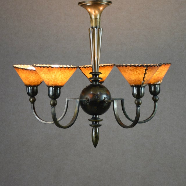 Green Swedish Grace Ceiling Lamp by Harald Notini for Böhlmarks. Sweden, 1925 For Sale - Image 8 of 8