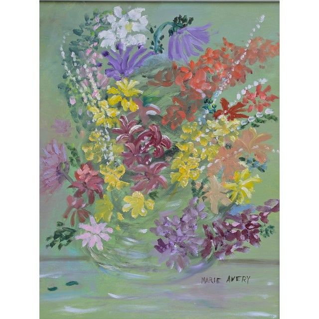 1960s Vintage 1960s Original Botanical Still Life Painting Framed and Signed For Sale - Image 5 of 10