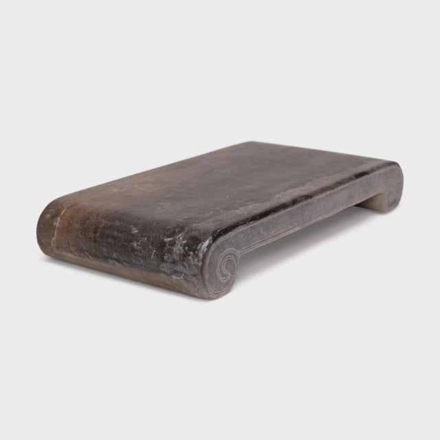 Contemporary Late 20th Century Chinese Black Marble Scroll Stand For Sale - Image 3 of 5
