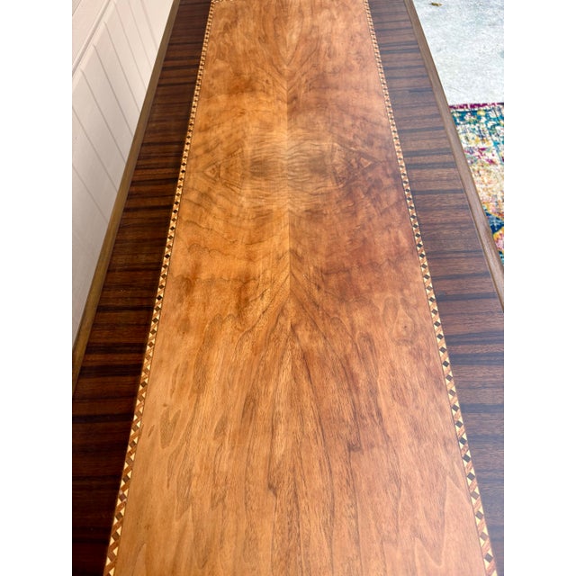 Vintage Jacobean Revival Library Table With Inlay on Top For Sale - Image 11 of 12