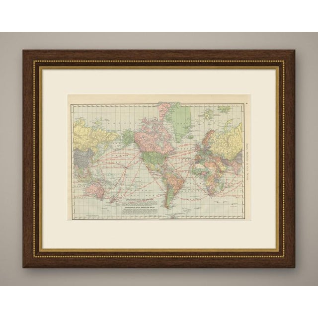 This antique map of the world, published by Rand McNally in Chicago in 1899, charts the principal steamship routes of the...