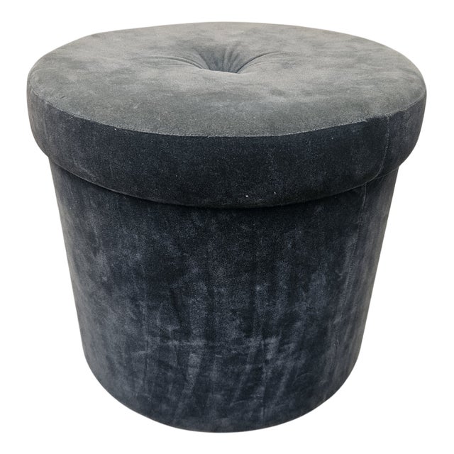 Mid-Century Italian Round Velvet Stool, 1960s For Sale