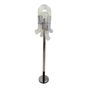 Floor Lamp Metal Chrome Murano Glass by Aldo Nason for Mazzega, Italy, 1970s