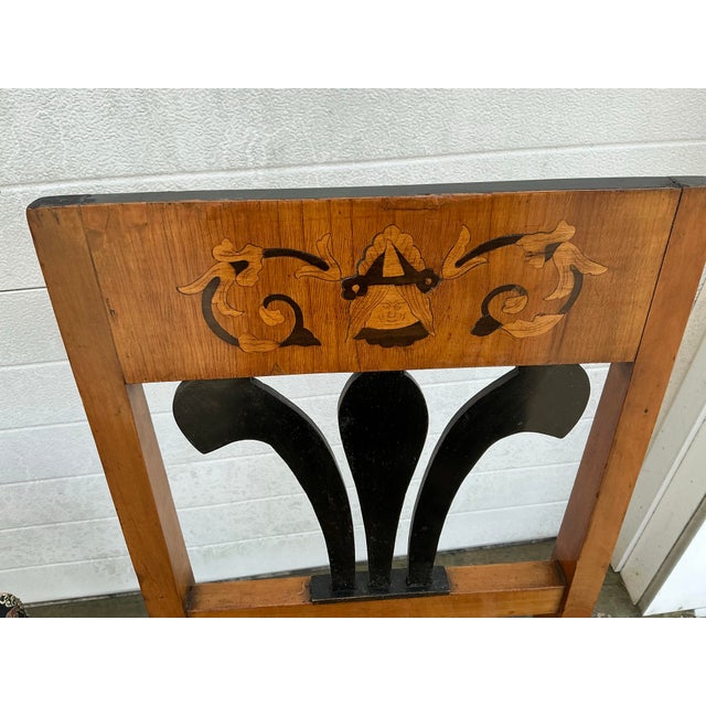 Tan Pair of Antique Inlaid Biedermeier Side Chairs For Sale - Image 8 of 12
