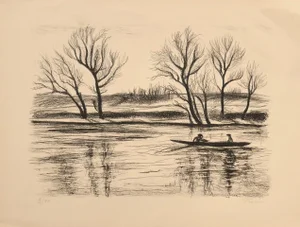 River - Original Lithograph on Paper by Pierre Frachon-Forcade - 20th Century 20th Century