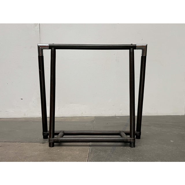 Hollywood Regency Faux Bamboo and Chrome Table Trestles, 1980s, Set of 2 For Sale - Image 11 of 18