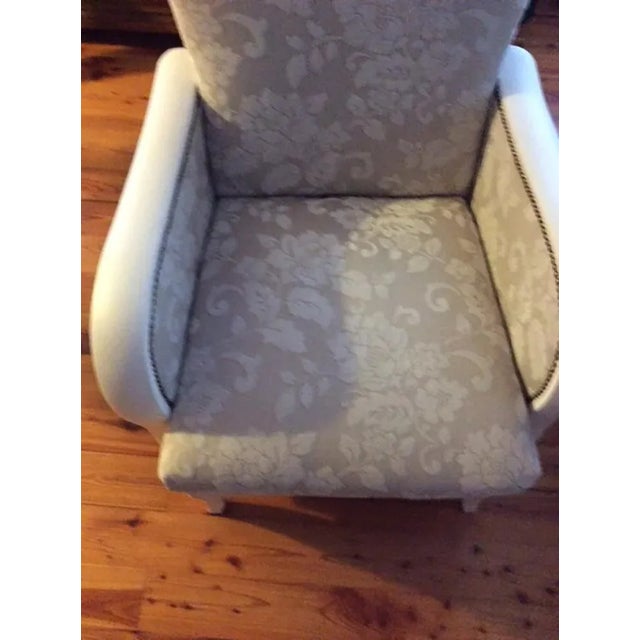 Hungarian Art Deco armchair. A very elegant Art Deco armchair, a new cream, beige upholstery. The wooden part was restored...