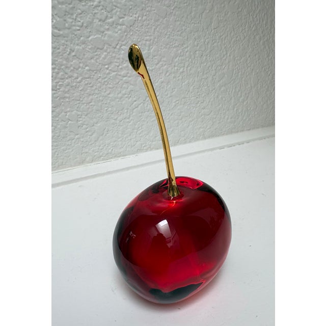 Vintage Anthropologie Large Glass Cherry Paperweight For Sale In Sacramento - Image 6 of 6