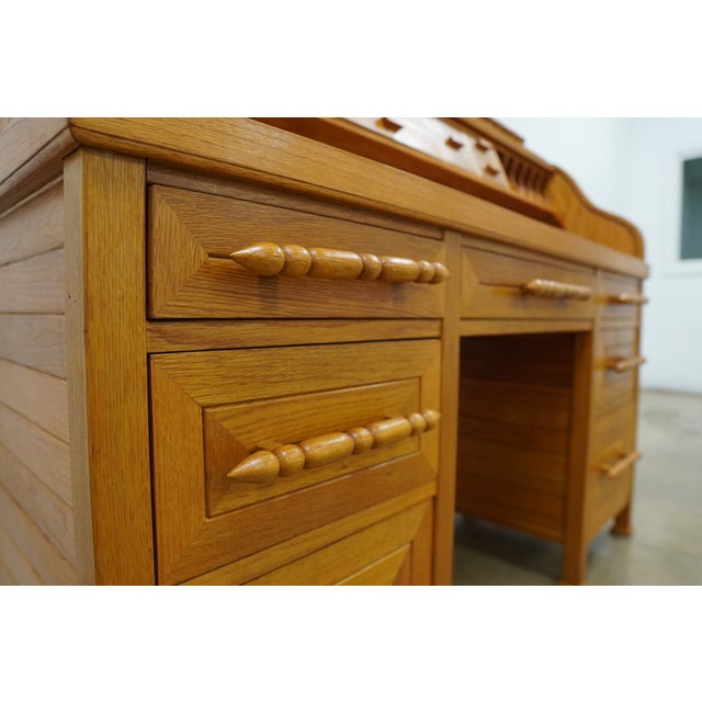 Vintage Oak Rolltop Desk For Sale - Image 9 of 18