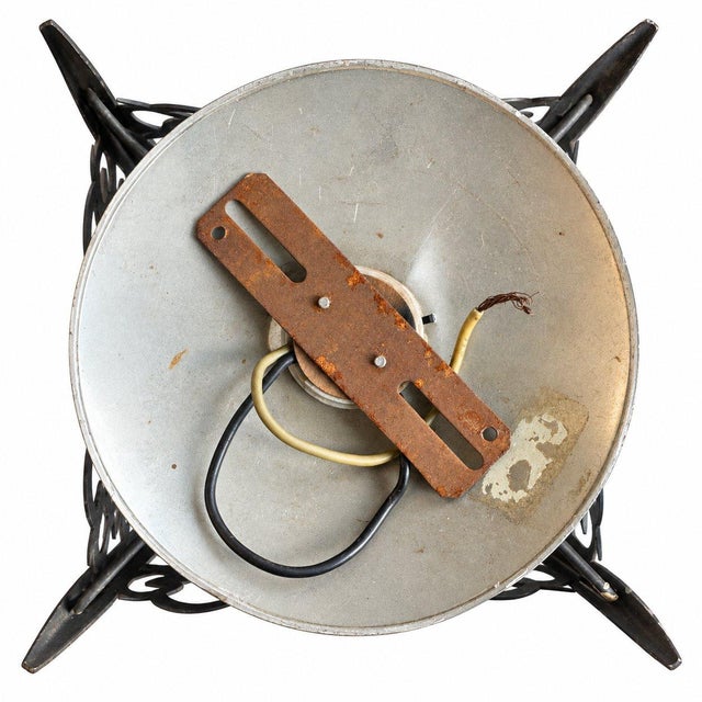 Late 20th Century Gothic Revival Wall Sconce Ceiling Light Wrought Iron Glass For Sale - Image 4 of 7