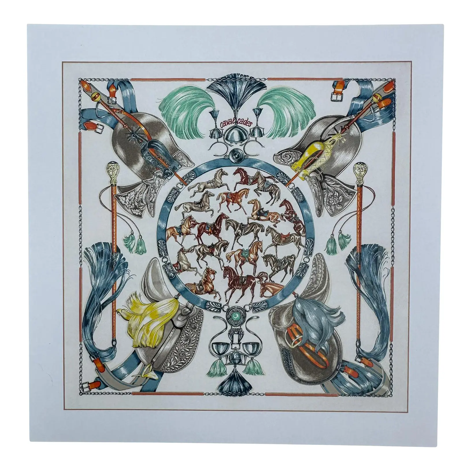 90sエルメスHERMESアンティークポスター額縁付 1990s Vintage Framed Authentic Original Hermès Art Advertisement
