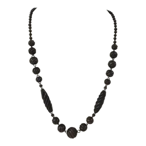 Vintage Handcarved Wood Bead Necklace