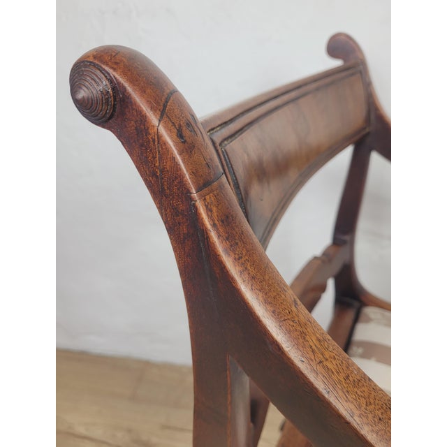 Wood Antique Victorian Upholstered Mahogany Carver Armchair, 1890 For Sale - Image 7 of 18